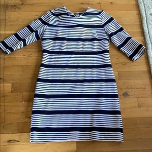 Banana Republic Form Fitting Navy Striped Dress